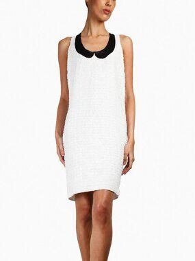 Red Valentino Bouclé Dress White Tweed Dress Peter Pan Collar